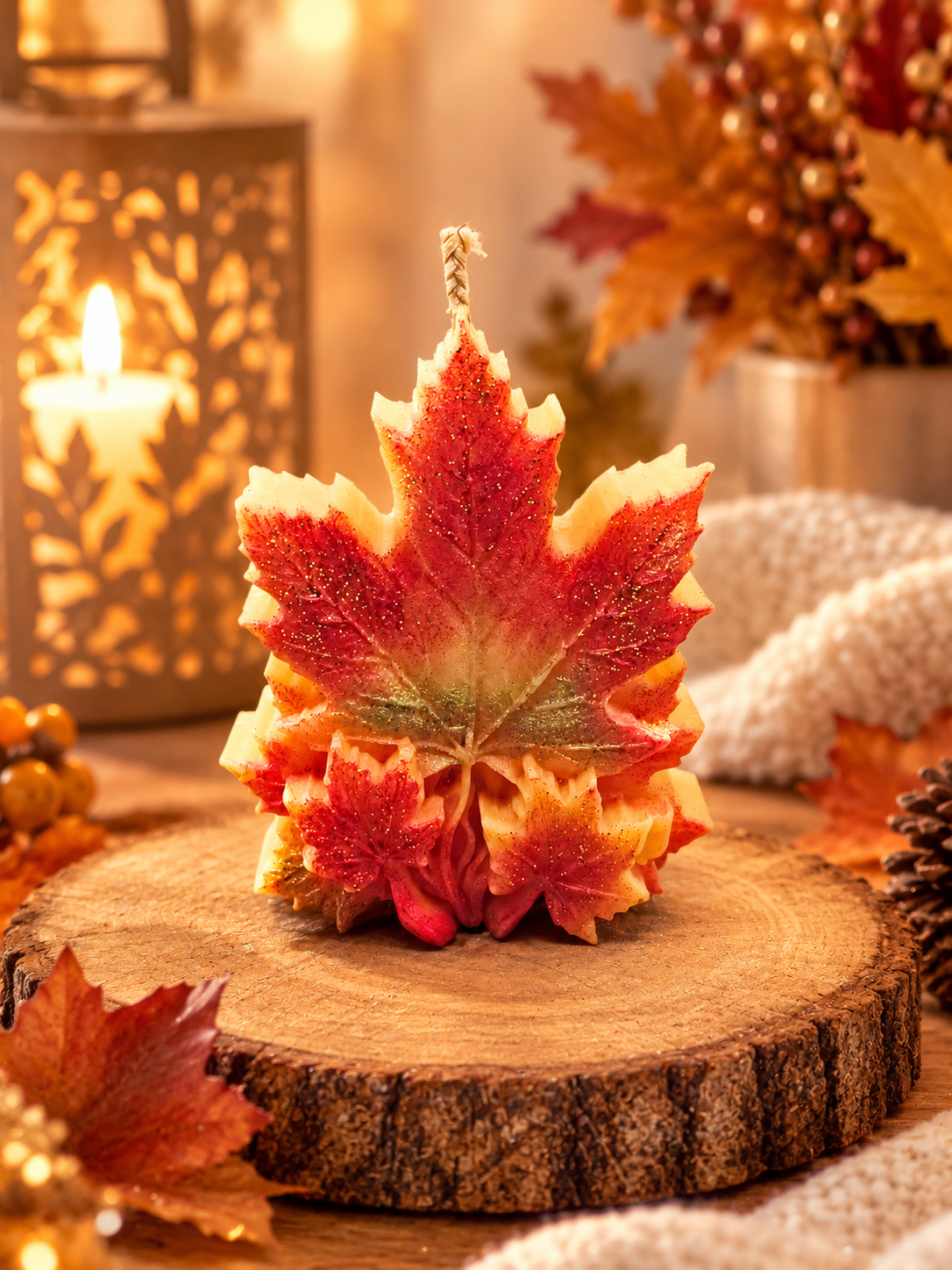 Bougie moulée feuilles d'érable