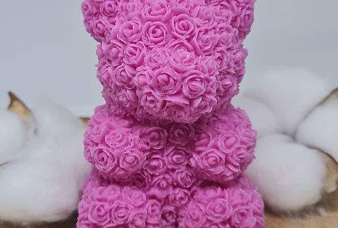 Bougie moulée ours fleuri