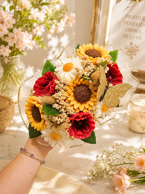 Composition florale fleurs des champs